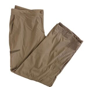LLBean Womens 14 PET Khaki‎ Cargo Hiking Pants Nylon Spandex Zip Pockets